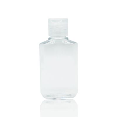 China BEAUTY PACKAGING 2oz 60ml PET Plastic Clear Oval Bottle Flat Squeeze Bottle With Flip Top Hand Sanitizer Bottle for sale