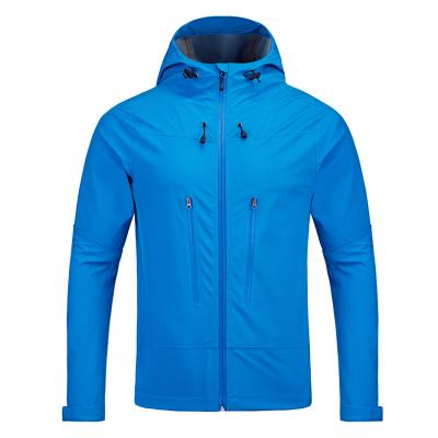 China Men's Waterproof Breathable Hooded Jacket With Front Zipper Windproof Breathable Rain Coat Jacket For Outdoor Hiking Camping for sale