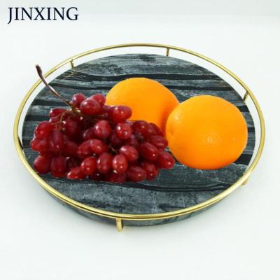 China Sustainable Light Luxury Tea Table Dining Table Bathroom Storage Household Ornaments Metal Marble European Style Tray for sale