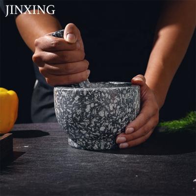 China Sustainable High Quality Stone Gray Herb Spice Tools Premium Solid Granite Pestle And Mortar Set Eco - Friendly for sale