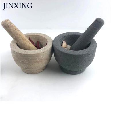 China Viable natural mortar and pestle of volcanic rock for sale