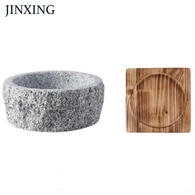 China New Product Viable Wholesale Korean Style Granite Stone Ware Natural Food Bowl Bibimbap Dolsot Soup Bowls On Sale for sale