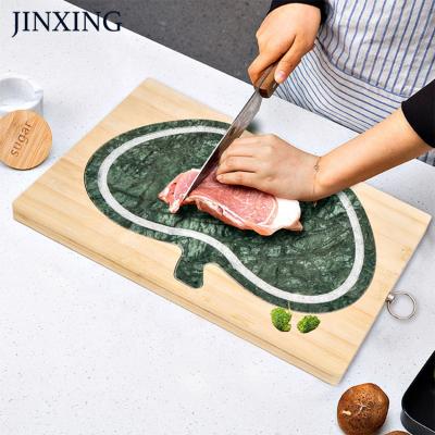 China Durable Stain Resistant Marble Cutting Boards Premium Marble Chopper With Wood Base For Kitchen for sale