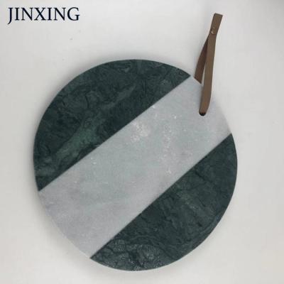 China Viable New Product High Quality Round Terrazzo Marble Panels Terrazzo Cutting Plate With Leather Tie Handle for sale