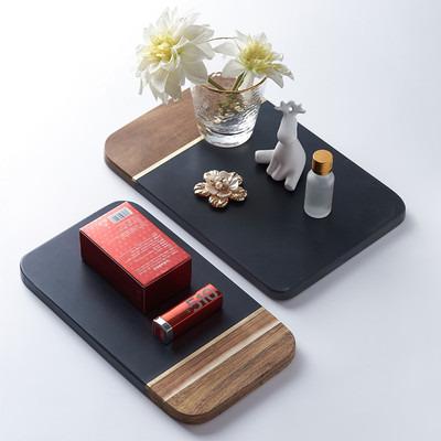 China New Viable White Natural Stone and Wooden Dish Tray Cutting Serving Board of Kitchen Charcuterie for sale