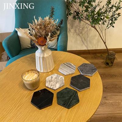 China 2022 Viable Custom Made Coffee Cups Table Wine Coaster Marble Stone Drinkware Unique Round Mat Coaster Supplier Tea Drink Coasters for sale