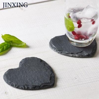 China Good Quality Unique Round Wedding Gift Plain Black Non Slip Absorbent Slate Stone Coaster for sale