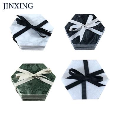 China Sustainable Professional Factory Made Natural Stone Coasters Set And Marble Hexagon Coaster for sale