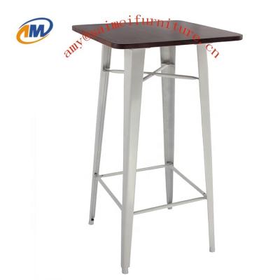 China Durable High Quality Durable Furniture Metal Bar Table With Wood Square Seat for sale