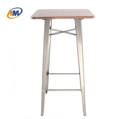 China Fashion Solid Wood Metal Frame Leg Base With Metal Or Wood Top For Retail Cafe Counter Table for sale