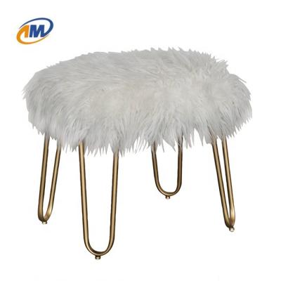 China (Size)Adjustable Modern Luxury Furniture Fur Vanity Chair With Metal Legs For Living Room for sale