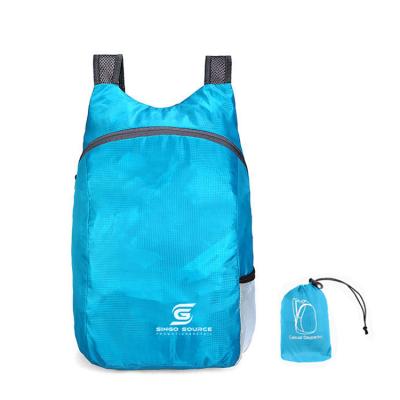 China Custom Polyester Cheaper Waterproof Wholesale Waterproof Daypack Mini Backpack Bag Foldable Logo Lightweight Fold Flat 22L for sale