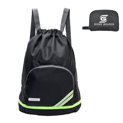 China Anti-theft Fashion Daypack Adjustable Suction String Christmas Drawstring Backpack Portable Foldable Bag for sale