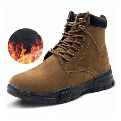 China Fashion Trend Men's Waterproof Leather Outdoor Mid Winter Snow Warm Coating Non-slip Hike Boots for sale