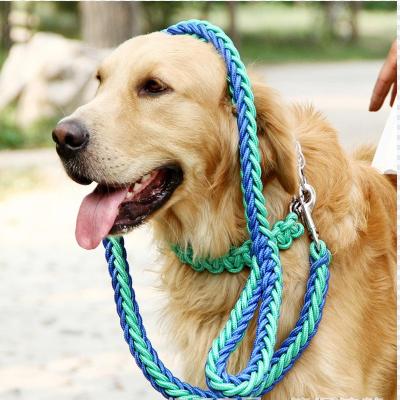 China 2021 DETACHED Personalized Other Pet Products Medium Large Dog Braided 1.3m Nylon Dog Leash With Metal Chain for sale