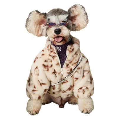 China Autumn And Winter Dog Clothes Leopard Pet Stocked Coat Thickened Teddy Schnauzer Bomei Chihuahua Pet Fashion Clothes for sale