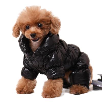 China Solid Color Sustainable Winter Fashion Top Collar Padded Pet Down Jackets Dog Clothes for sale