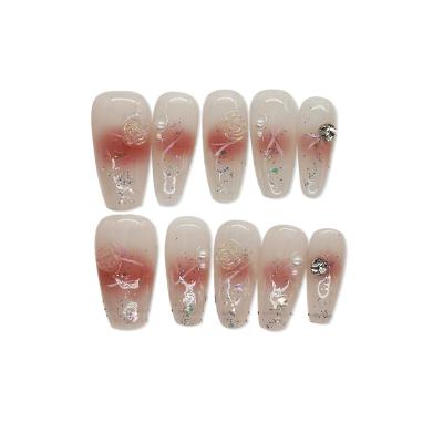 China Eco-friendly ABS Finger Nails Artificial Fingernails Long Coffin Press On Nails Faux Ongles Fake Nails Press Private Label Luxury for sale