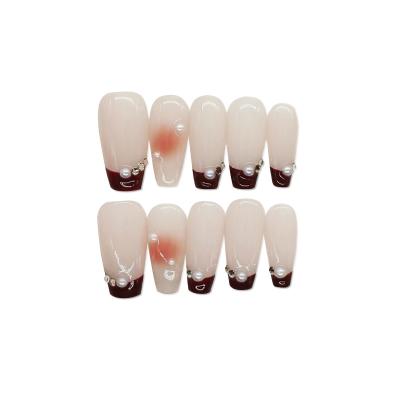 China Eco-friendly ABS Finger Nails Long Coffin Press On Nails Faux Ongles Fake Nails Press Private Label Luxury Artificial Fingernails for sale