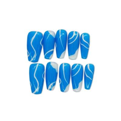 China Eco-friendly ABS Finger Nail Faux Ongles Fake Nails Press Private Label Luxury Artificial Fingernails  Long Coffin Press On Nails for sale