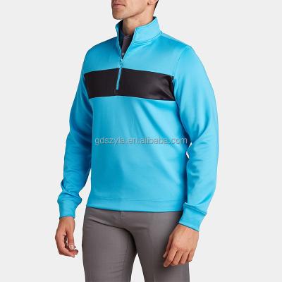 China Anti-wrinkle Custom Logo Professional Fabric Men Solid Color Golf 1/4 Zip Pullover Quarter Zip Sweatshirts for sale