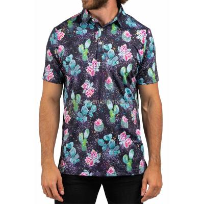 China Anti-wrinkle Custom Digital Print Embroidery Men's Golf Shirts All Over Sublimation Printing Sport Quick Dry Polo T shirts for sale