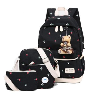 China Latest Waterproof Fashionable Backpack Set Four Piece Canvas Rucksack Student Bag for sale