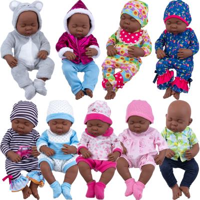 China MODEL TOY New 16 Inch Closed Eyes African American Black Vinyl Reborn Baby Doll for sale