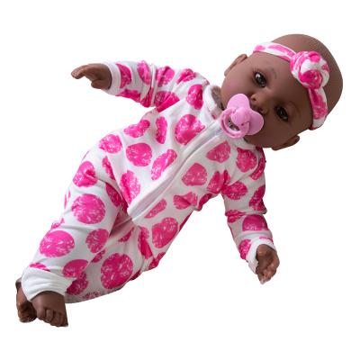 China MODEL TOY Wholesale 16 Inch Pink Spots Pajamas Silicone Black Doll Reborn African American Dolls Gifts For Children for sale