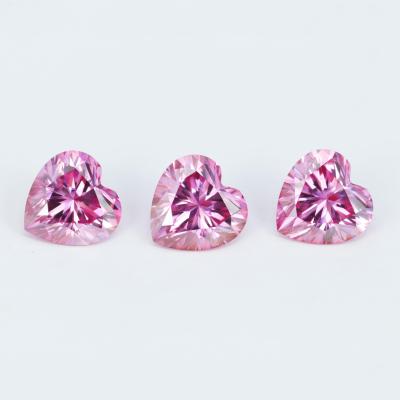 China Color Play Or Fire Heart Cut Moissanite Diamond 6.5MM Free Fire 1cts Top Up Pink Moissanite Diamond for sale