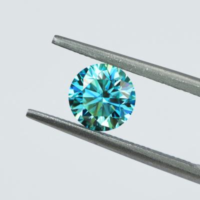 China Color Play or Fire GRA Certificate Round Blue Green Moissanite Diamond Price Per Carat Wholesale Moissanites Used for 14K/18K Gold Moissanites for sale