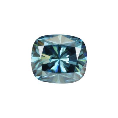 China 2021 New Fire For Sale Rectangular Cushion Cut Pattern Color Play or Lab Created Ghost Blue Moissanite Diamond Gemstone for sale