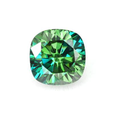 China Color Play or Fire Synethic Cushion Cut Green Spinel Nano Precious Original Stone for sale