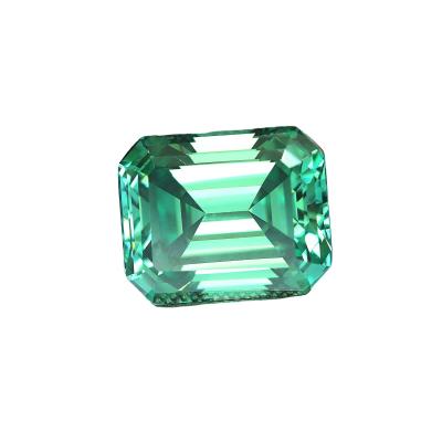 China High quality rectangular moissanite green natural gemstone of game or color fire for sale