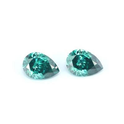 China 2021 Game or Fire Color Teamore Green Colored Synthetic Loose Moissanite Pear Cut Moissanites Wholesale for sale