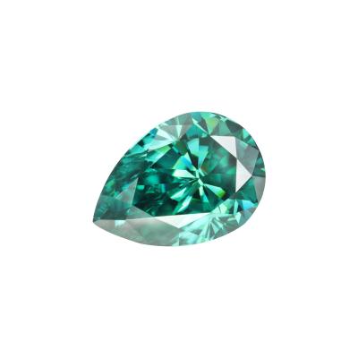 China Loose Fire Moissanite Diamond Green Moissanite Stone Price Per Carat Color Set or Pear Cut Loose Gemstone For Ring for sale