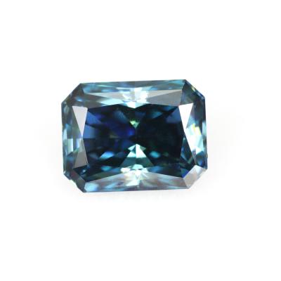 China 2021 new game or fire color phantom blue radiant cut moissanite diamond ring handmade in lab for sale