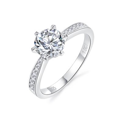 China Sterling Silver Moissanite Ring Women's Forks Of The Fire Wedding Engagement Ring 925 Color Set Or Valentine's Day Gifts for sale