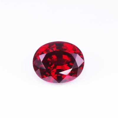 China Color Game or Fire GRC Certificate Created Lab Developed Red Pigeon Blood Red Gemstone Oval Cut For Ring for sale