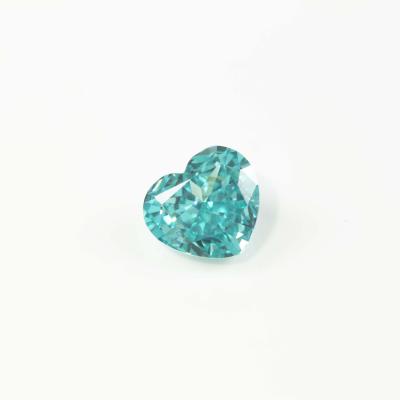 China Artificial Gemstone Loose 4k Blue-Green Heart Shaped Game Or Fire Color 6.5*7.5mm Crushed Ice Cut Cubic Zirconia for sale