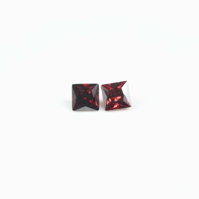 China Game Or Fire Gem Square Princess 7.5*7.5mm Stone Synthetic Red Zircon Color Cut Yellow CZ Fancy Stone for sale