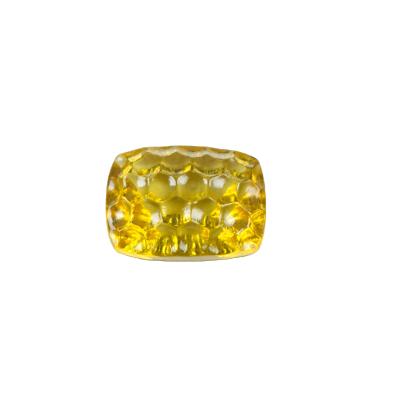 China Color Play Or Fire Newly Designed Synthetic Artificial Gemstone Honeycomb Shaped Yellow Gemstone for sale