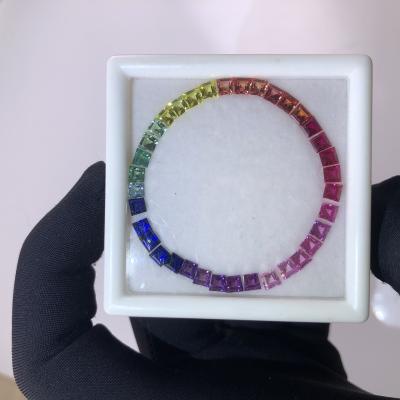 China 36pcs/set Color Set or Luxury Fire Watch Parts Rainbow Stone Fit 40mm Bezel Inserts Trapezoid Zircon Corundum Spinel Synthetic Gemstones for sale