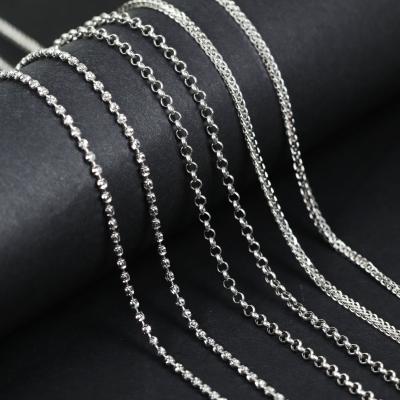 China Fashion 9K 10K 14K 18K white gold CLASSIC pure box chain simple jewelry wedding men and women necklace for sale