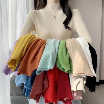 China 2021 autumn and winter women's style solid color wholesale foreign domestic anti-pilling with long sleeve high collar women's half bott sweater for sale