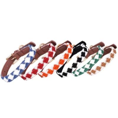 China Viable In Stock Breathable Anti Escape Woven Linen Pet Collar for sale