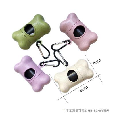 China Sustainable Wheat Straw Biodegradable Bone Shape Cat Dog Poop Bag Holder Dispenser for sale