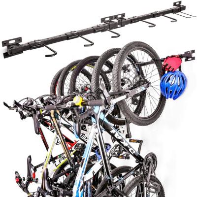 China Retail Stores Bike Foldable Storage Rack with Helmet Hook Wall Mount Bike Rack Hanger Bicycle Rack for Home and Garage for sale