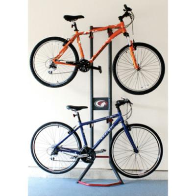 China Retail Store Floor-standing Double Tiers Bike Hanging Hooks Display Rack for sale