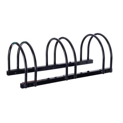 China 3-Bike Floor Stand Display Unit Floor Mount Bicycle Park Storage Parking Rack Holder Black for sale